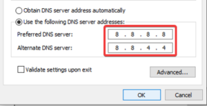 Use Google DNS address