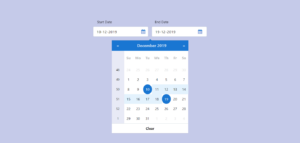 Bootstrap Blue-themed date picker with date range and week number