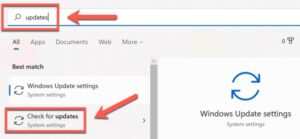 Click Check For Updates when it displays after typing Updates