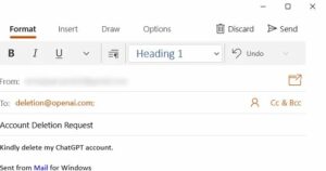 Use Email to raise Account deletion request