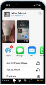 Choose between AirDrop, Messages, Mail, and other apps