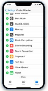 Scroll through the list and select Screen Recording