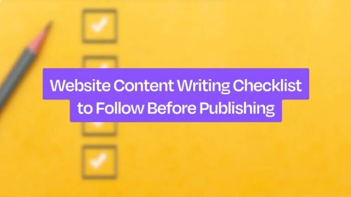 website content writing checklist before publishing