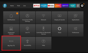 Click My Fire TV on the following page and tap on Developer Options.